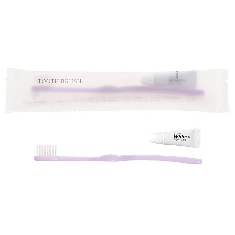 山陽物産 ハブラシセット　個包装 E-5M-3g　バイオレット 11152VL 250個/束（ご注文単位8束）【直送品】