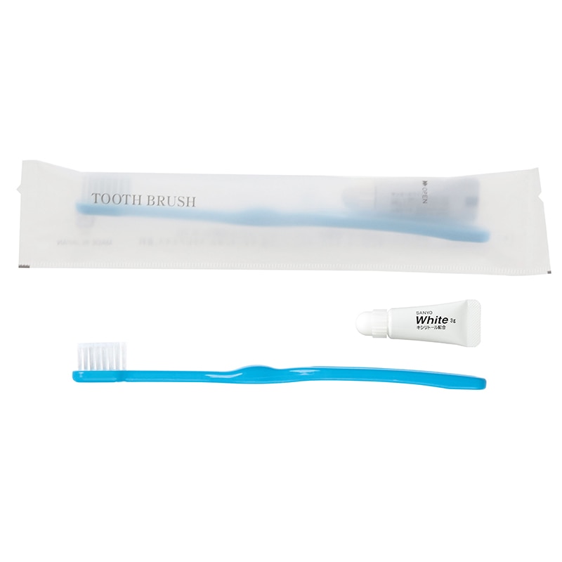 山陽物産 ハブラシセット　個包装 E-5M-3g　ブルー 11152BL 250個/束（ご注文単位8束）【直送品】