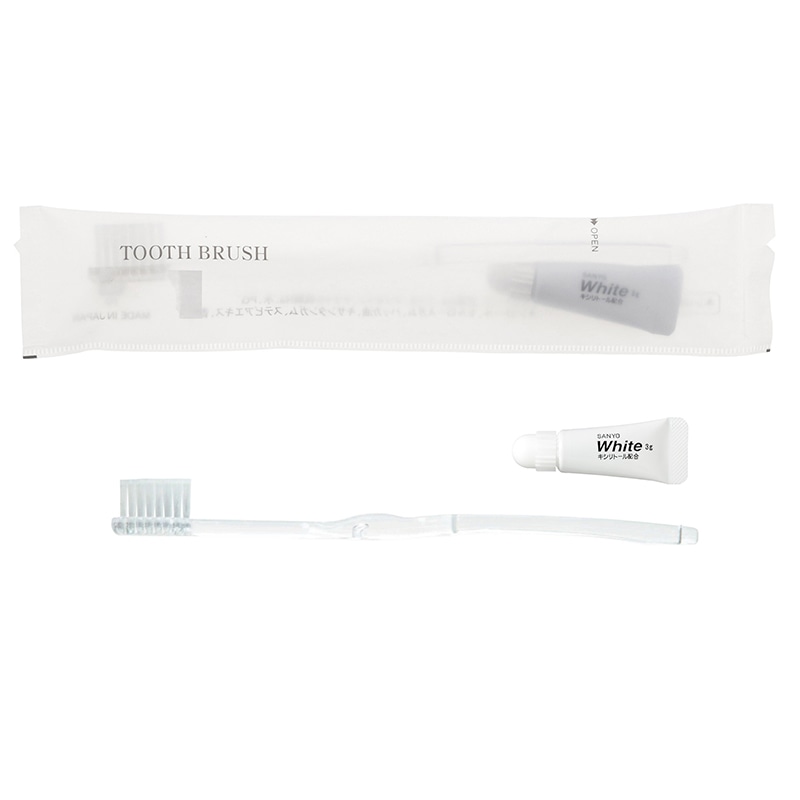 山陽物産 ハブラシセット 個包装 E-5M-3g クリア 11152CL 250個/束(ご注文単位8束)【直送品】