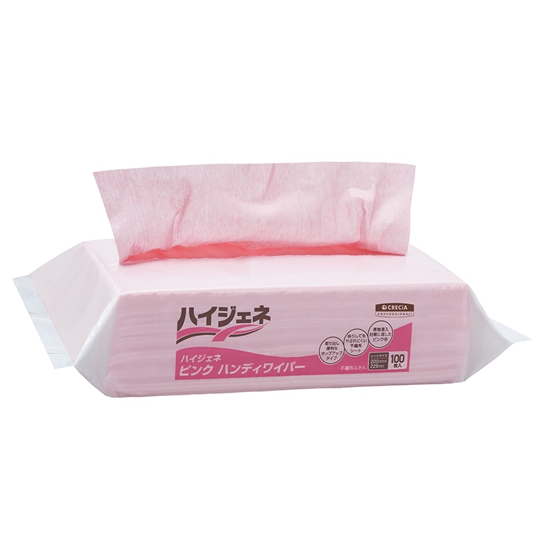 日本製紙クレシア 不織布ふきん　ハイジェネ　ピンク ハンディワイパー 62101 1袋（ご注文単位16袋）【直送品】