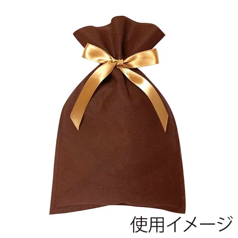 エスパック 不織布リボン付ギフトバッグ S ブラウン 10枚/袋（ご注文単位1袋)【直送品】