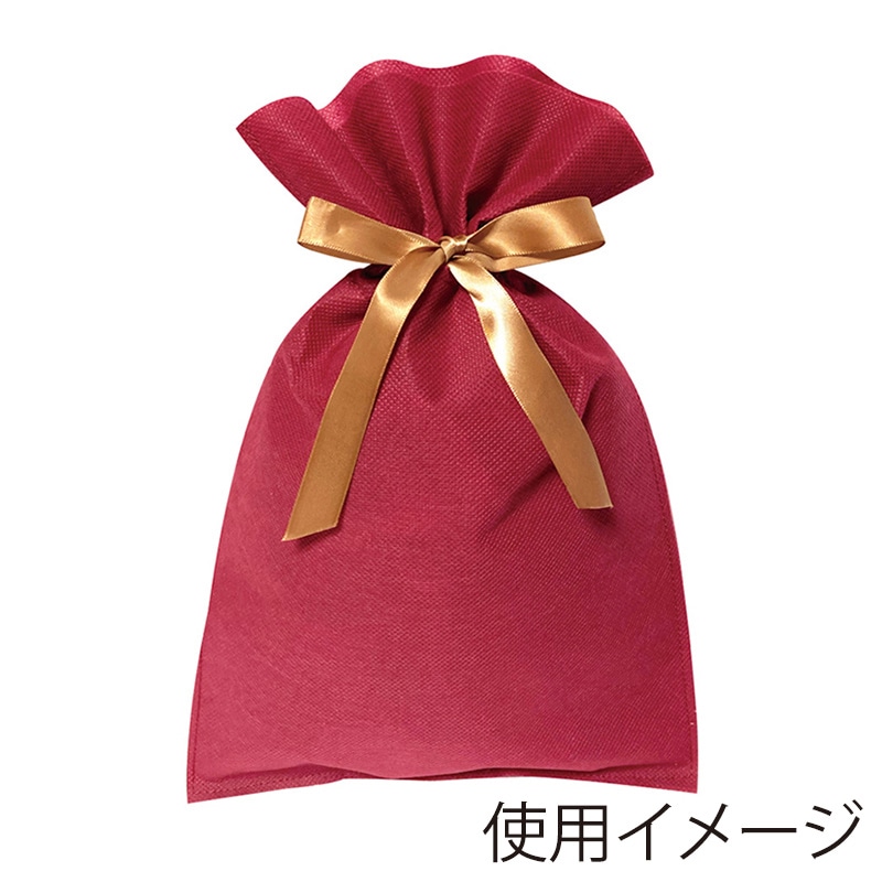 エスパック 不織布リボン付ギフトバッグ M レッド 10枚/袋（ご注文単位1袋)【直送品】