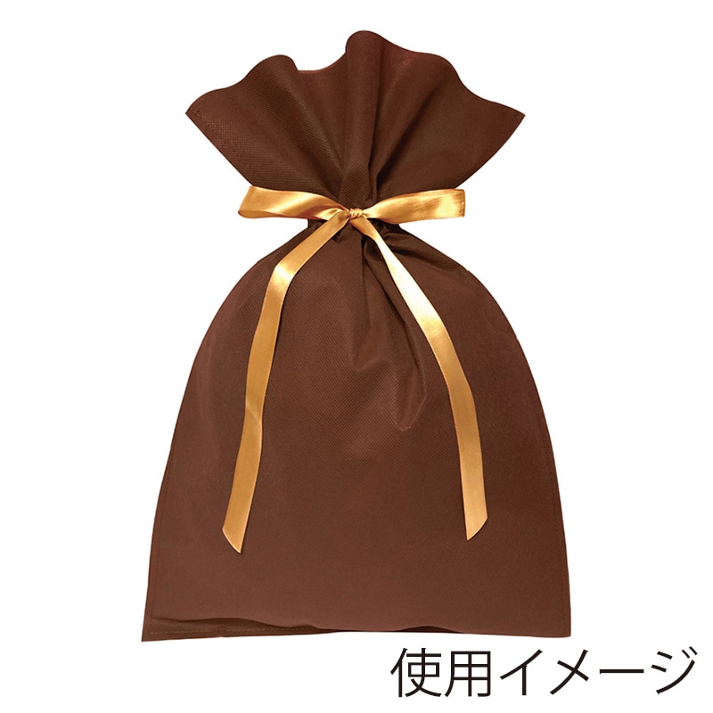 エスパック 不織布リボン付ギフトバッグ L ブラウン 10枚/袋（ご注文単位1袋)【直送品】