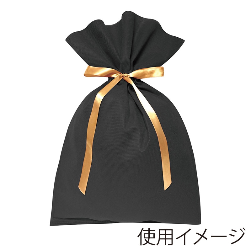 エスパック 不織布リボン付ギフトバッグ L ブラック 10枚/袋（ご注文単位1袋)【直送品】