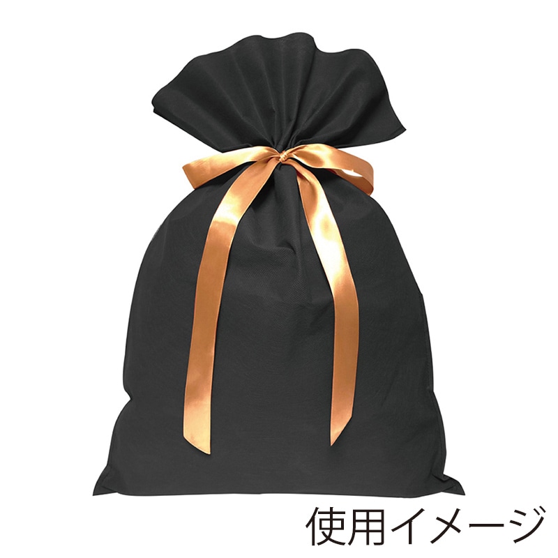 エスパック 不織布リボン付ギフトバッグ LL ブラック 10枚/袋（ご注文単位1袋)【直送品】