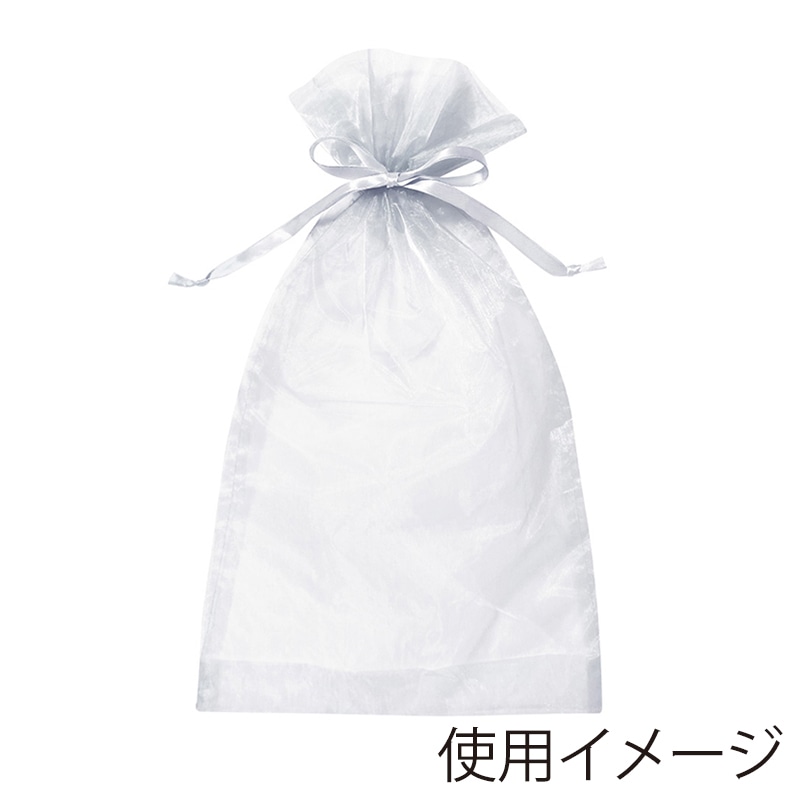 エスパック オーガンジーラッピング巾着 L ホワイト 6枚/袋（ご注文単位1袋)【直送品】