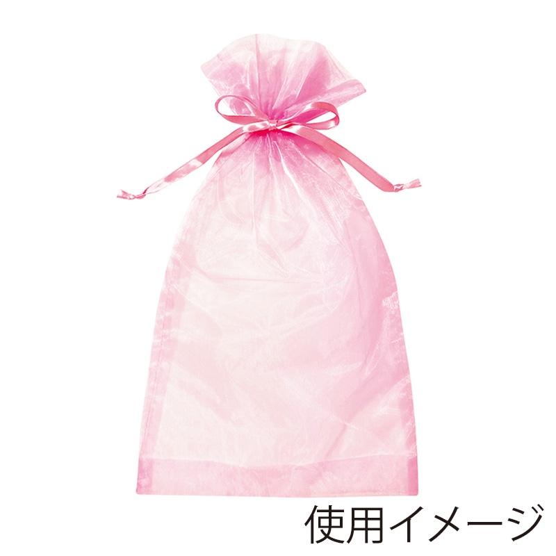 エスパック オーガンジーラッピング巾着 L ピンク 6枚/袋（ご注文単位1袋)【直送品】