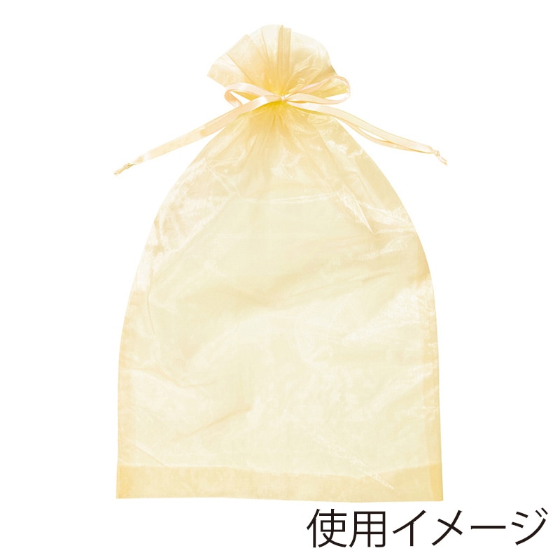 エスパック オーガンジーラッピング巾着 LL ゴールド 6枚/袋（ご注文単位1袋)【直送品】