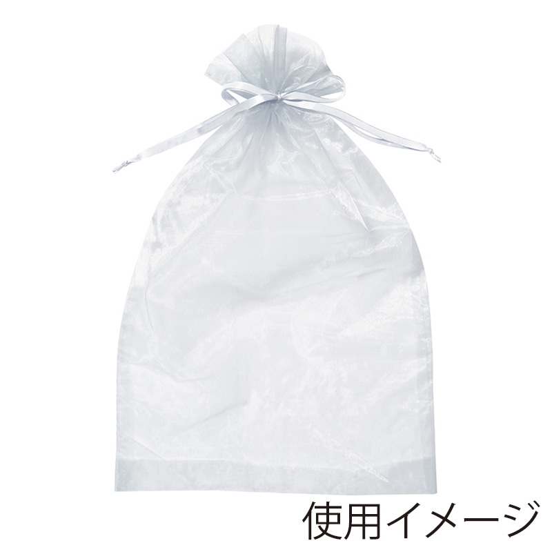 エスパック オーガンジーラッピング巾着 LL ホワイト 6枚/袋（ご注文単位1袋)【直送品】