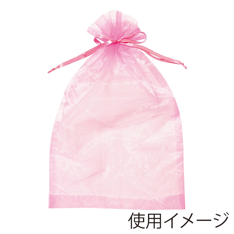 エスパック オーガンジーラッピング巾着 LL ピンク 6枚/袋（ご注文単位1袋)【直送品】