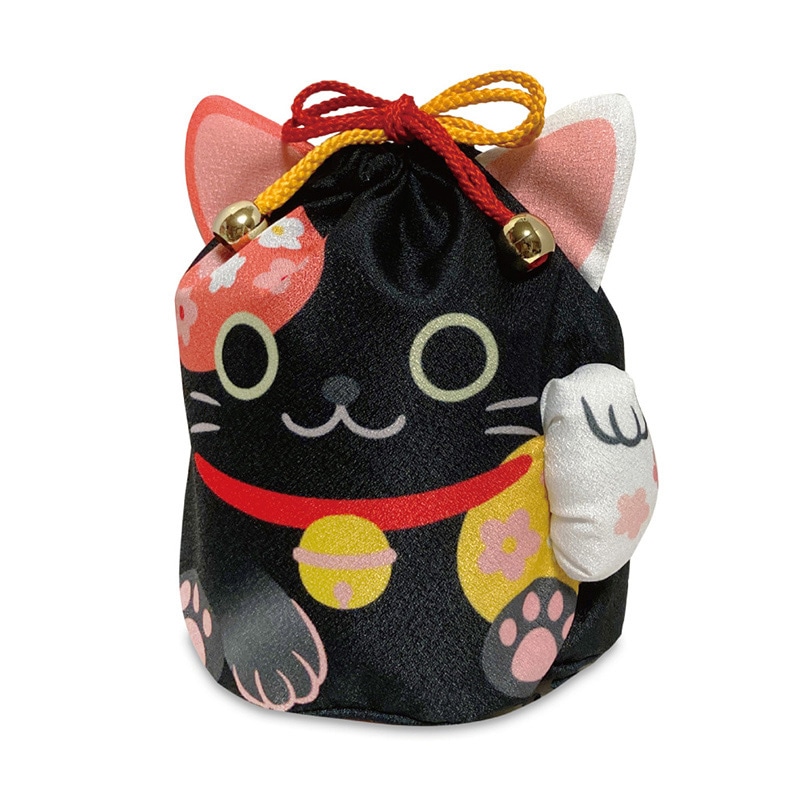 エスパック 招き猫巾着 黒 10枚/袋（ご注文単位1袋)【直送品】