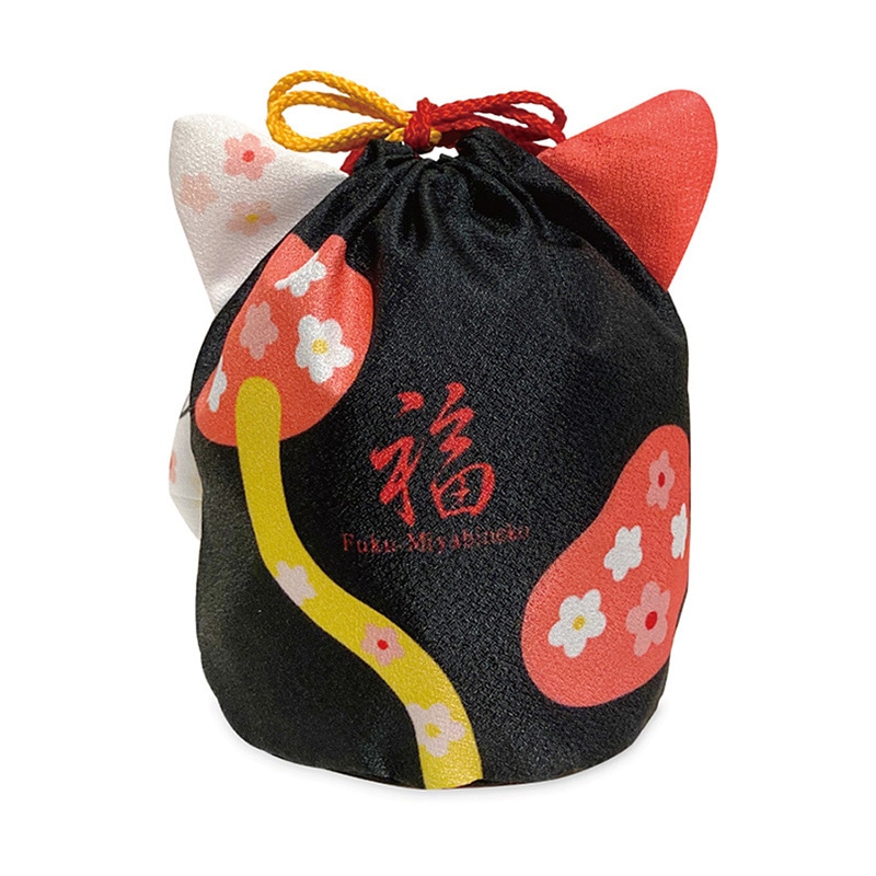 エスパック 招き猫巾着 黒 10枚/袋（ご注文単位1袋)【直送品】