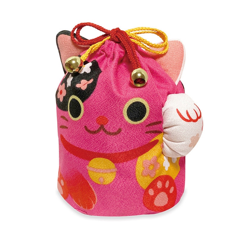 エスパック 招き猫巾着 ピンク 10枚/袋（ご注文単位1袋)【直送品】