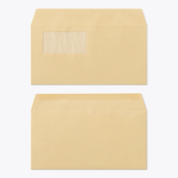 山櫻 封筒　洋長3窓付　カマス貼　クラフト85 CoC　〒枠なし　A820 00404308 　1000枚/箱（ご注文単位1箱）【直送品】