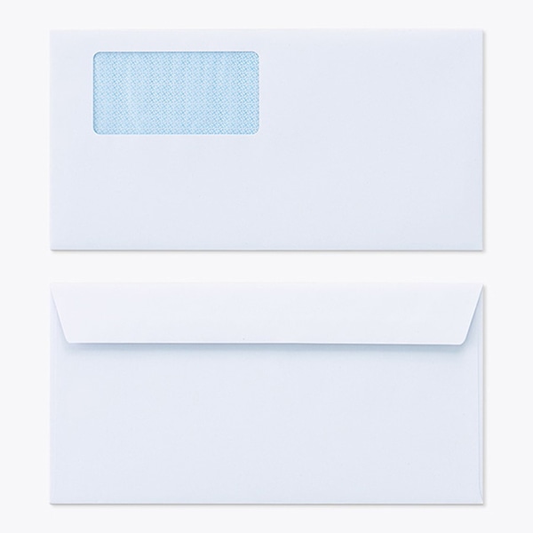 山櫻 封筒　洋長3窓付　カマス貼FF　再生ケント100 裏地紋青　〒枠なし　A341 00404335 　1000枚/箱（ご注文単位1箱）【直送品】