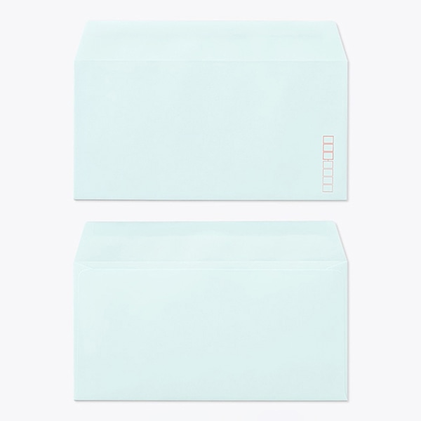山櫻 封筒　洋長3　カマス貼　ECブルー100　グット CoC　〒枠入 00404409 　1000枚/箱（ご注文単位1箱）【直送品】
