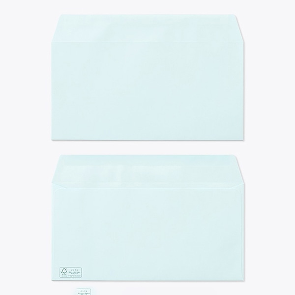 山櫻 封筒　洋長3　カマス貼　ECブルー100 森林認証マーク入　〒枠なし 00404534 　1000枚/箱（ご注文単位1箱）【直送品】