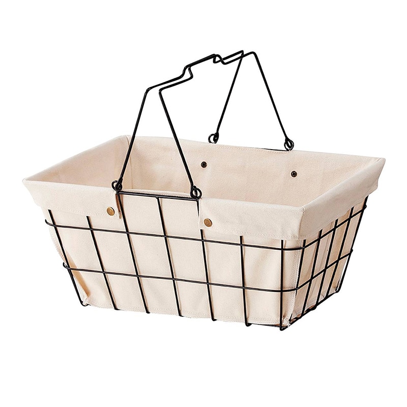 ストア・エキスプレス ワイヤーファブリックバスケット L　アイボリー　 61-784-43-19 　12個/セット（ご注文単位1セット）【直送品】