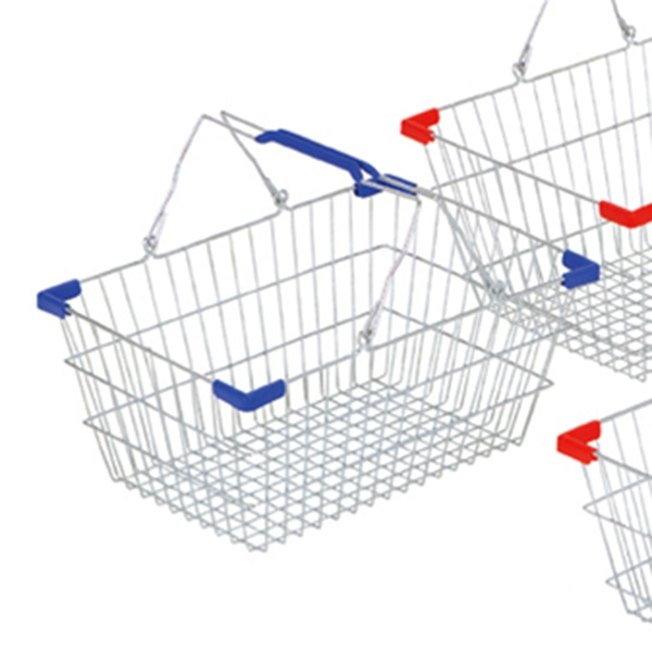 ストア・エキスプレス スチール製買い物カゴ M ブルー 61-380-1-4 1個(ご注文単位1個)【直送品】