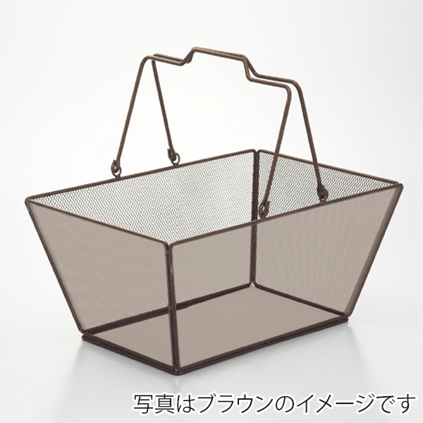 ストア・エキスプレス メッシュ ハンドルバスケット L アイボリー 61-380-4-7 12個/セット(ご注文単位1セット)【直送品】