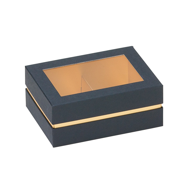 洋菓子箱　マカロン窓付コンビAギフトケース 6個用　紺 21522　1個（ご注文単位100個）【直送品】