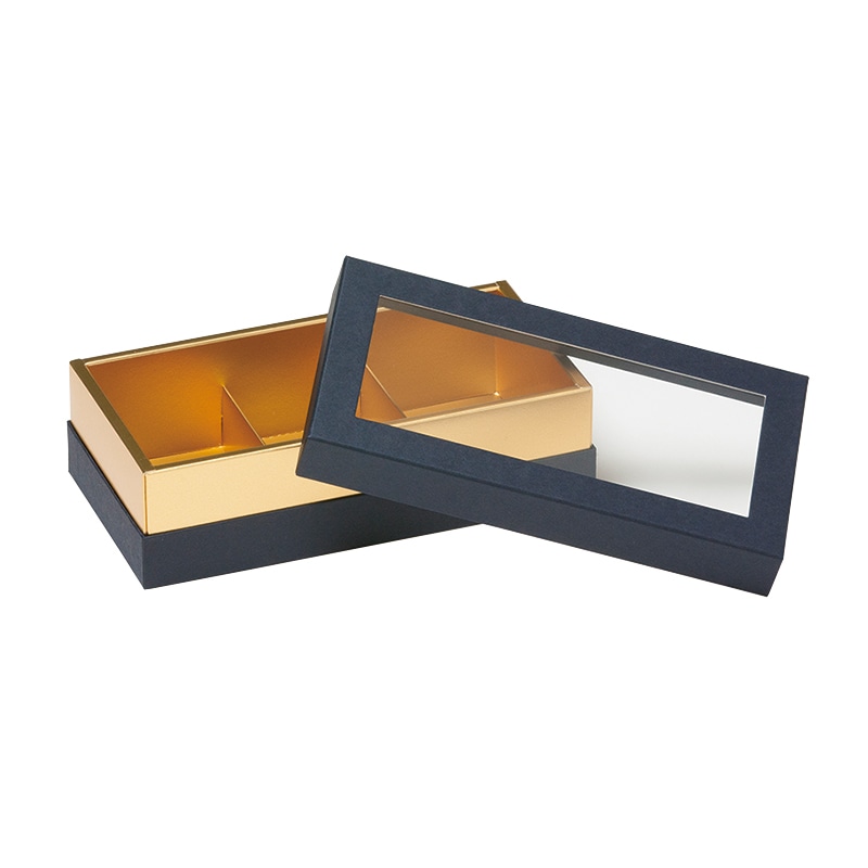 洋菓子箱 マカロン窓付コンビAギフトケース 9個用 紺 21523 1個(ご注文単位100個)【直送品】