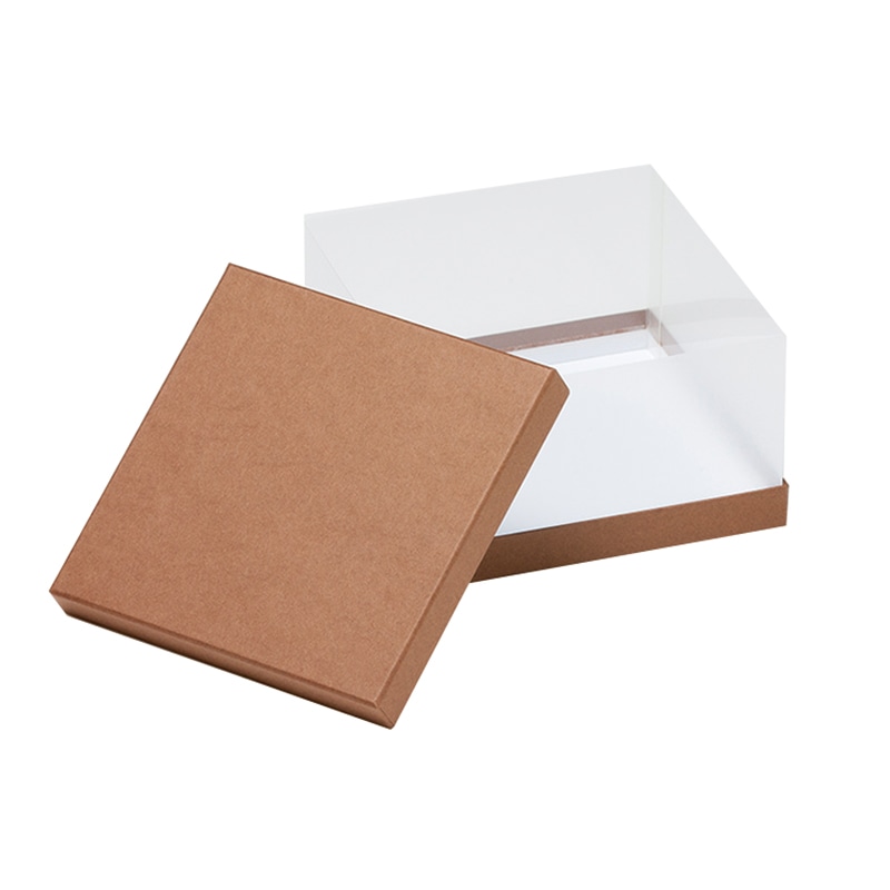 洋菓子箱 正方形サイドクリアギフトケース うす茶 1751 1個(ご注文単位50個)【直送品】