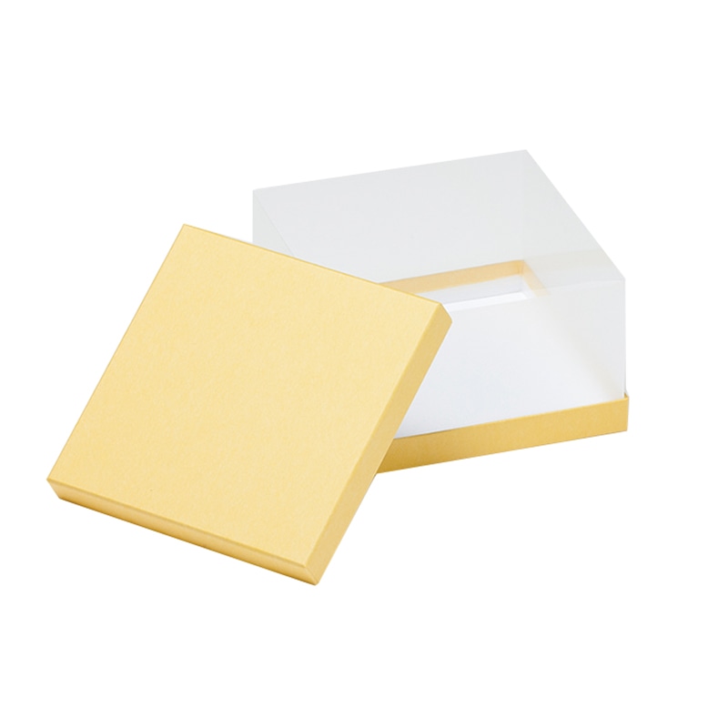 洋菓子箱 正方形サイドクリアギフトケース 山吹 1751 1個(ご注文単位50個)【直送品】