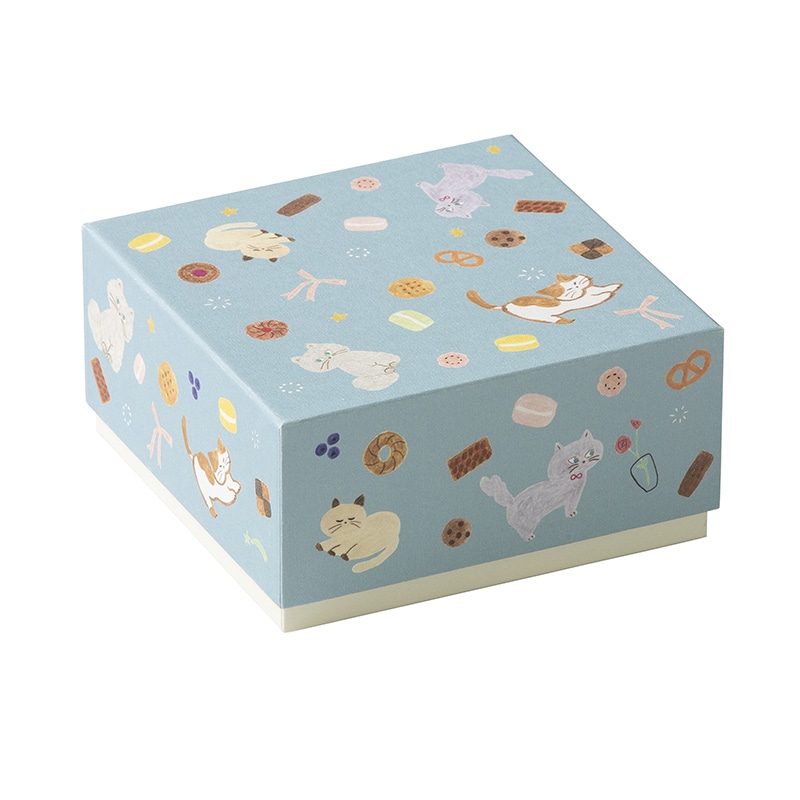 洋菓子箱 正方形フェザーギフトケース S キャット 1243 1個(ご注文単位100個)【直送品】