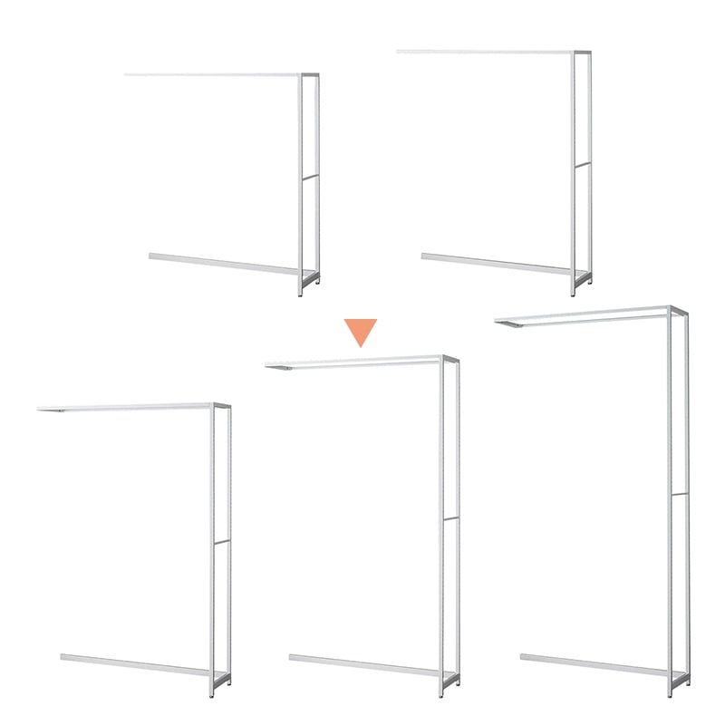 ストア・エキスプレス 店舗什器 ラテラル・ロコ 連結タイプ ホワイト 幅120cm/奥行35×高さ210cm 61-808-58-4 1台(ご注文単位1台)【直送品】