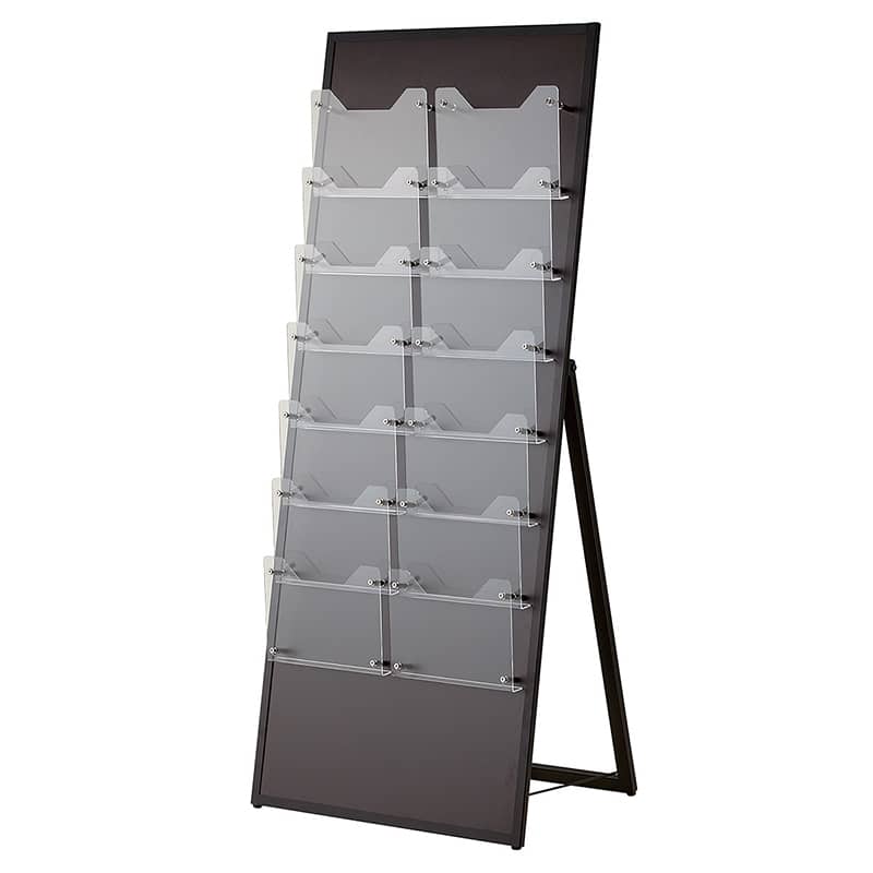 ストア・エキスプレス ウッドカタログスタンド A4 7段2列 ダークブラウン 61-799-83-4 1台（ご注文単位1台）【直送品】