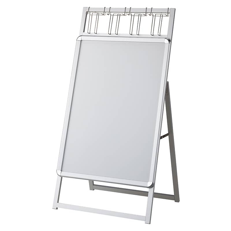 ストア・エキスプレス フロントオープンポスタースタンド 片面仕様 パンフレット差し付き A1 シルバー 61-810-84-1 1台（ご注文単位1台）【直送品】