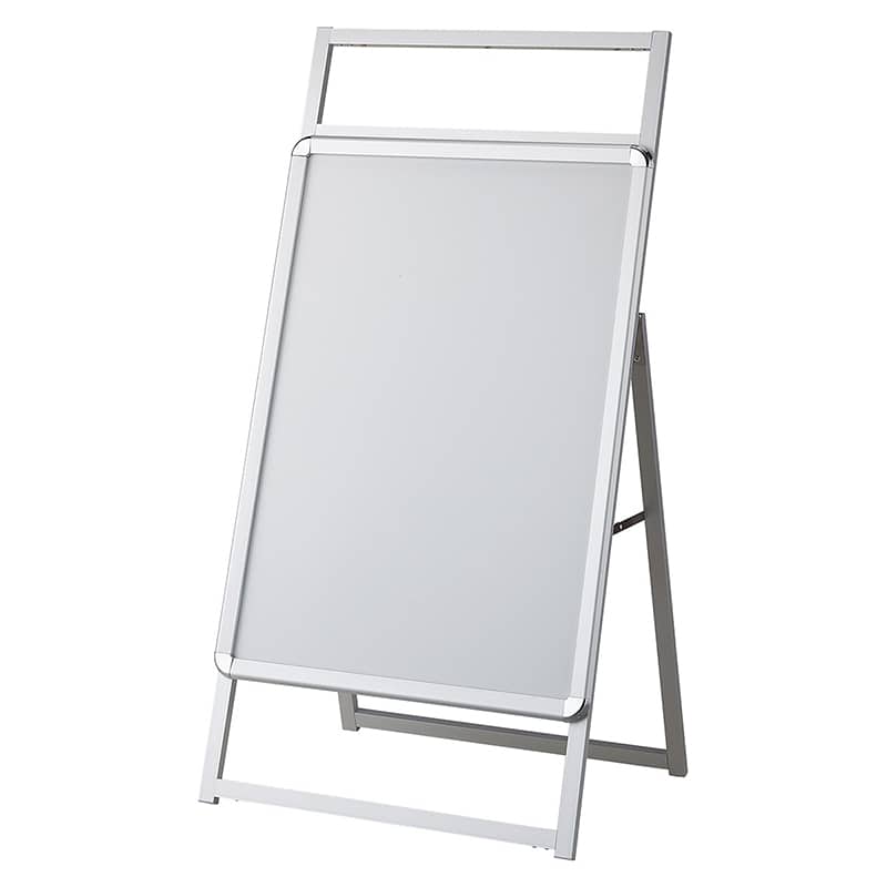 ストア・エキスプレス フロントオープンポスタースタンド 片面仕様 パンフレット差し付き A1 シルバー 61-810-84-1 1台（ご注文単位1台）【直送品】