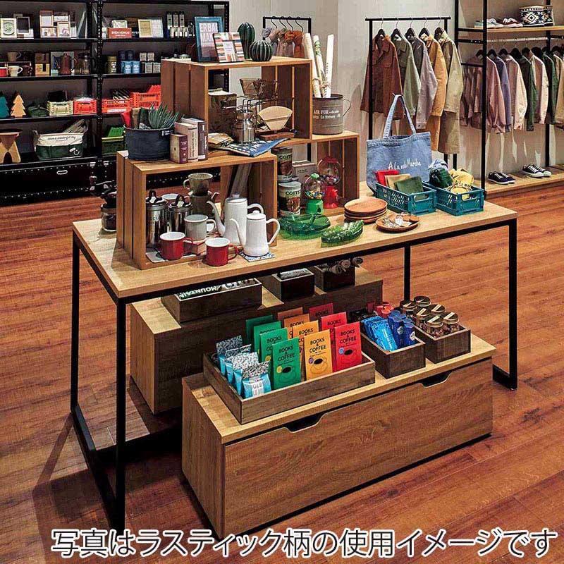 ストア・エキスプレス スチール脚大型テーブル W180cm ブラック脚 ダークブラウン 61-778-85-3 1台(ご注文単位1台)【直送品】