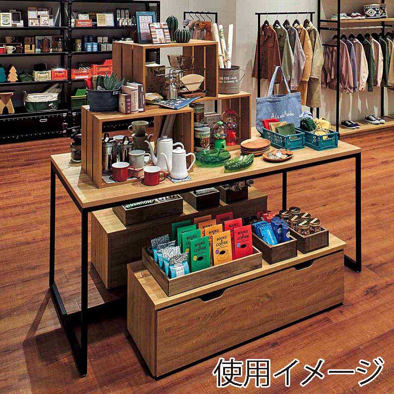 ストア・エキスプレス スチール脚大型テーブル W180cm ブラック脚 ラスティック柄 61-778-85-4 1台(ご注文単位1台)【直送品】