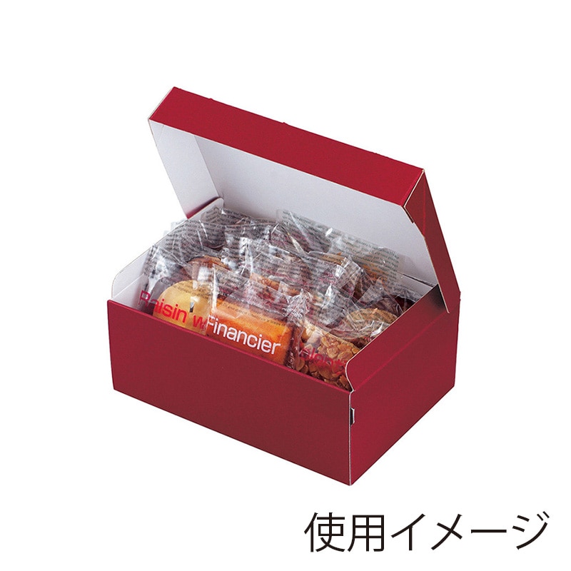 ヤマニパッケージ 洋菓子箱　ボンデガトー　エンジ 中 20-252A 50枚/包（ご注文単位2包）【直送品】