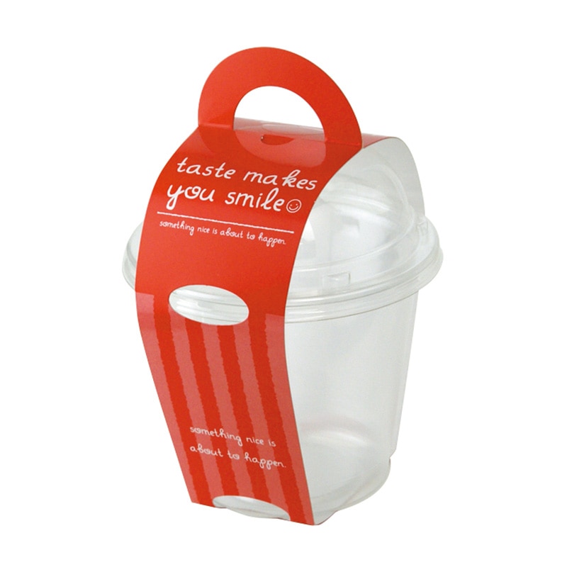 ヤマニパッケージ 洋菓子ケース　スマイルカップ　M レッド 20-430RE 100セット/箱（ご注文単位1箱）【直送品】