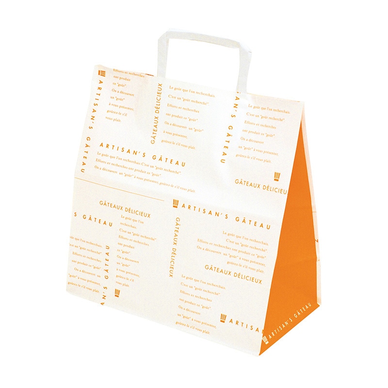 ヤマニパッケージ 手提げ紙袋　パティスリーバッグ オランジェ　中 20-561 300枚/箱（ご注文単位1箱）【直送品】
