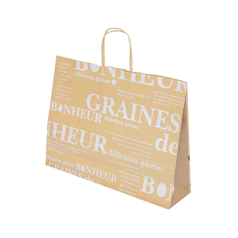 ヤマニパッケージ 手提げ紙袋　パティスリーバッグ ボヌール　横長 20-569 200枚/箱（ご注文単位1箱）【直送品】