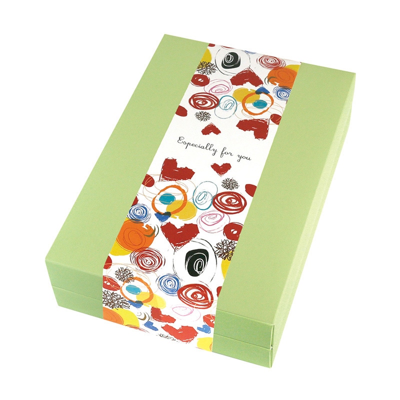 ヤマニパッケージ 洋菓子箱 ギフトBOX フリー 中 グリーン 20-739G 100セット/箱(ご注文単位1箱)【直送品】