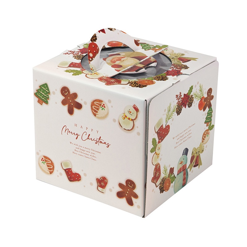 >ヤマニパッケージ ケーキ箱 ホワイトサンタ 4.5号 20-2325 100枚/箱(ご注文単位1箱)【直送品】