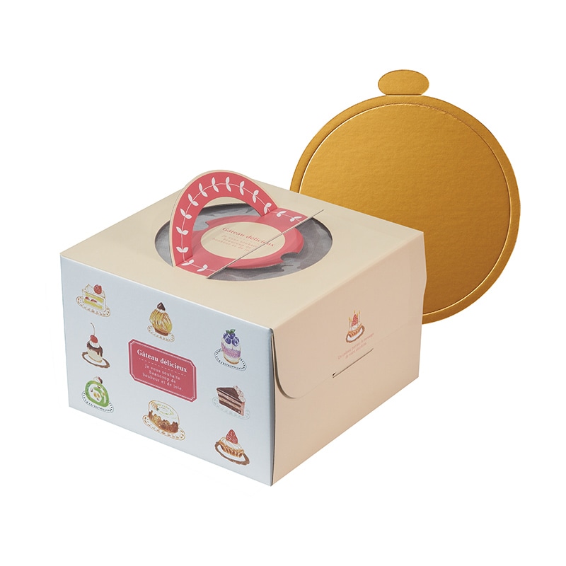 ヤマニパッケージ ケーキ箱　プティビジュー 6号　金台紙丸型付 20-2358TM 100セット/パック（ご注文単位1パック）【直送品】