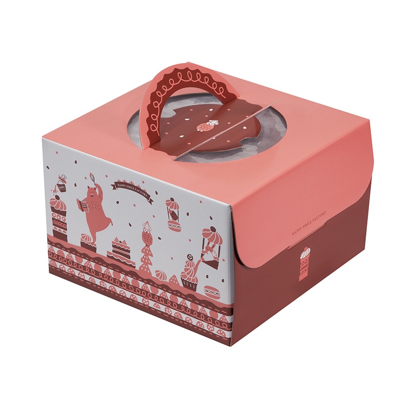 ヤマニパッケージ ケーキ箱　ハッピースマイルファクトリー 6号 20-2361 100枚/箱（ご注文単位1箱）【直送品】