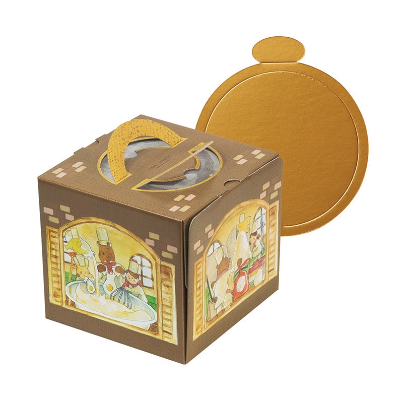 ヤマニパッケージ ケーキ箱　ケーキスタジオ 4.5号　金台紙丸型付 20-2362TM 100セット/パック（ご注文単位1パック）【直送品】