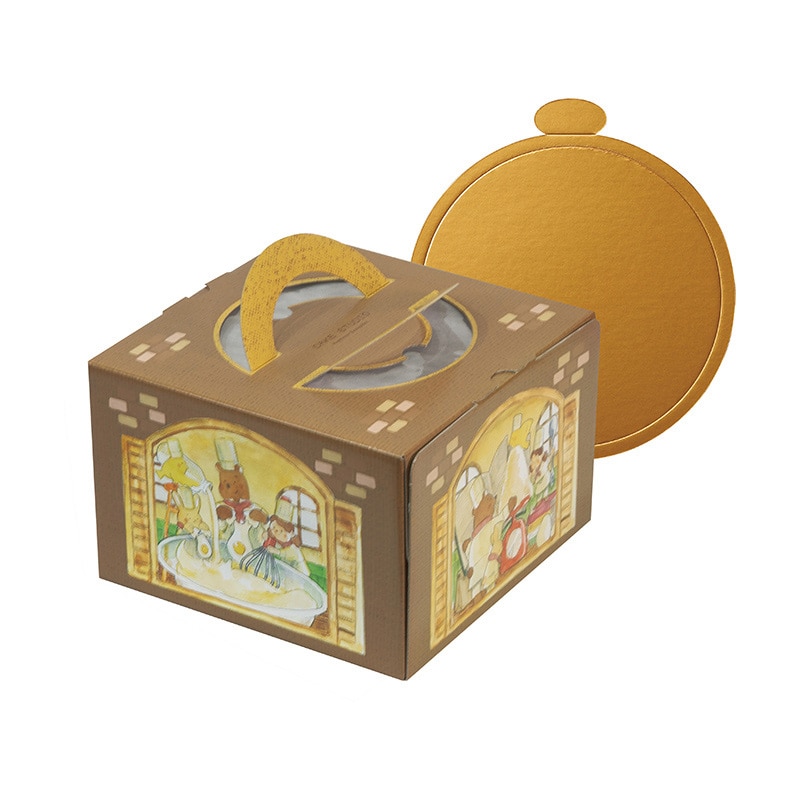 ヤマニパッケージ ケーキ箱　ケーキスタジオ 6号　金台紙丸型付 20-2364TM 100セット/パック（ご注文単位1パック）【直送品】