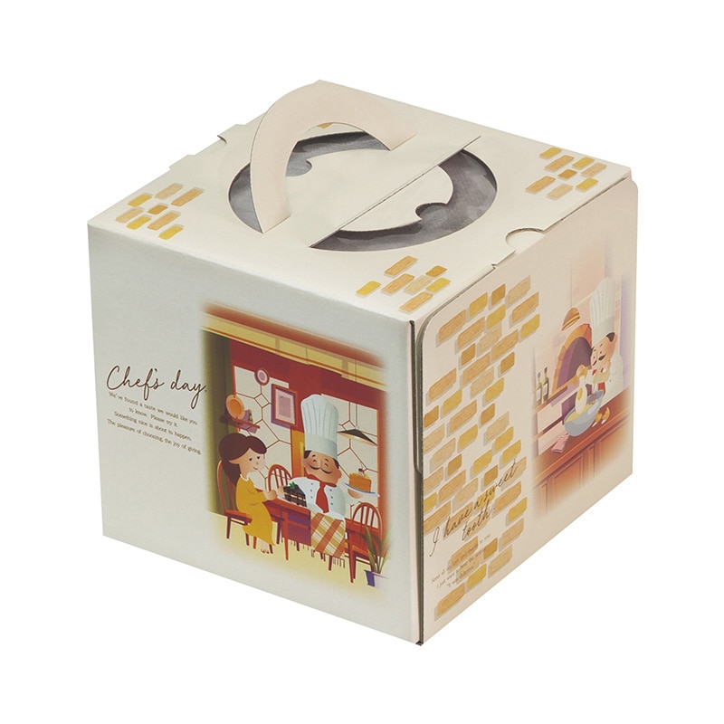 ヤマニパッケージ ケーキ箱　パティシエの1日 4.5号 20-2365 100枚/箱（ご注文単位1箱）【直送品】