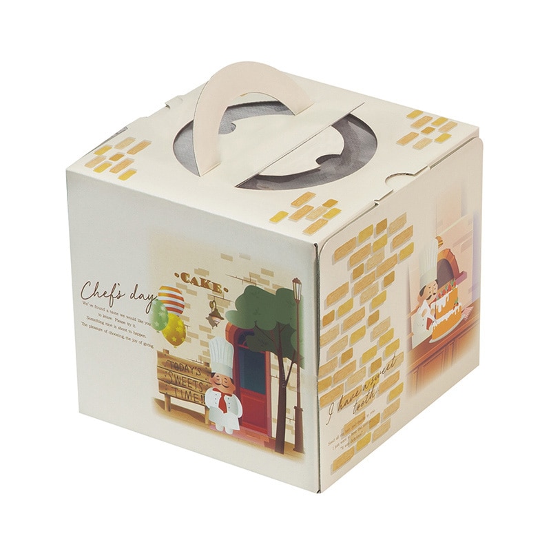 ヤマニパッケージ ケーキ箱 パティシエの1日 4.5号 20-2365 100枚/箱(ご注文単位1箱)【直送品】