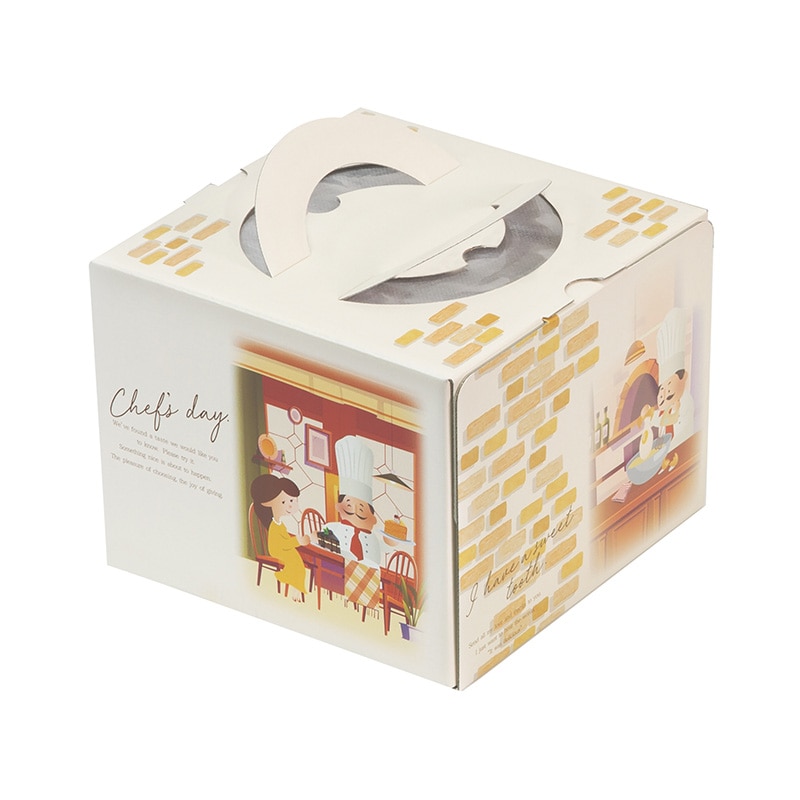 ヤマニパッケージ ケーキ箱　パティシエの1日 5号 20-2366 100枚/箱（ご注文単位1箱）【直送品】