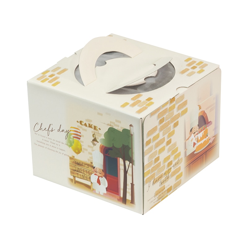 ヤマニパッケージ ケーキ箱　パティシエの1日 5号 20-2366 100枚/箱（ご注文単位1箱）【直送品】
