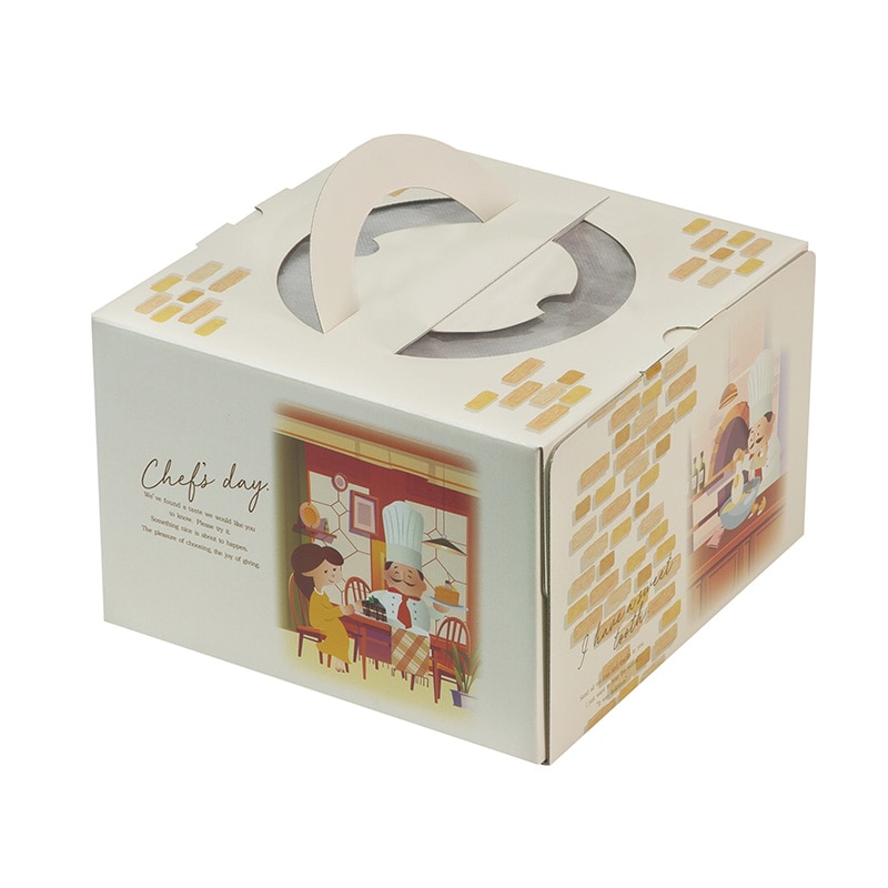 ヤマニパッケージ ケーキ箱　パティシエの1日 6号 20-2367 100枚/箱（ご注文単位1箱）【直送品】